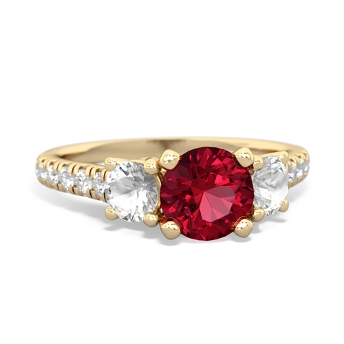 Lab Ruby Lab Created Ruby with Genuine White Topaz and  Pave Trellis ring Ring