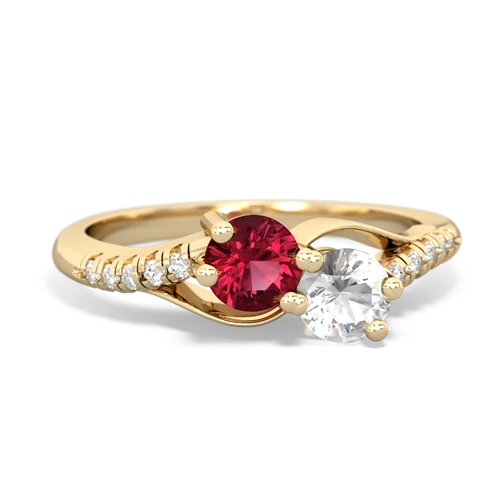 lab ruby-white topaz two stone infinity ring