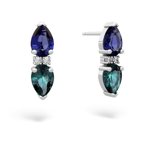 lab sapphire-alexandrite bowtie earrings