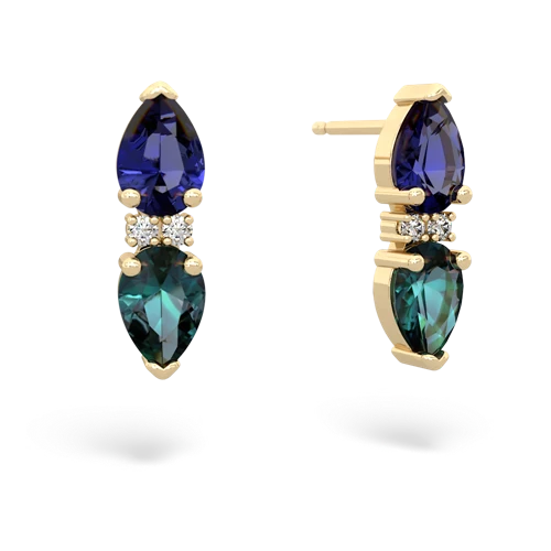 lab sapphire-alexandrite bowtie earrings