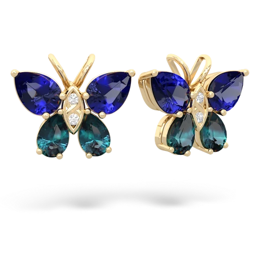 lab sapphire-alexandrite butterfly earrings
