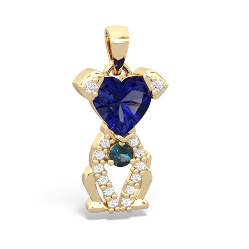 lab sapphire-alexandrite birthstone puppy pendant