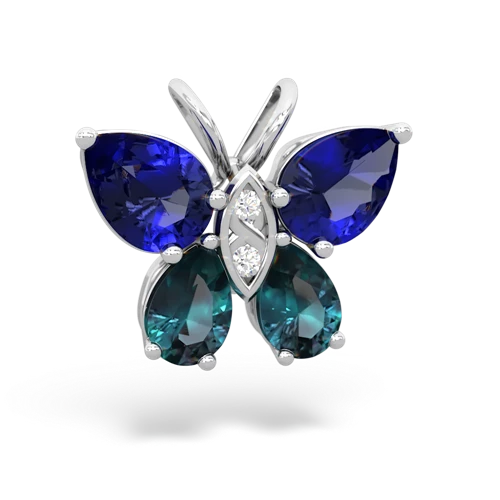 lab sapphire-alexandrite butterfly pendant