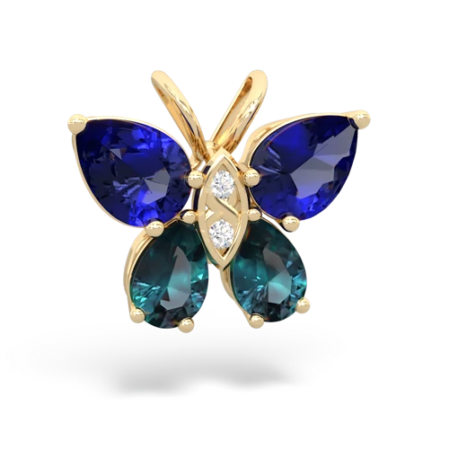 lab sapphire-alexandrite butterfly pendant