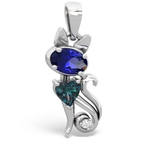 lab sapphire-alexandrite kitten pendant