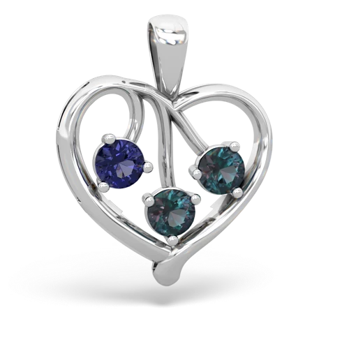Lab Sapphire Lab Created Sapphire with Lab Created Alexandrite and Genuine Amethyst Glowing Heart pendant Pendant
