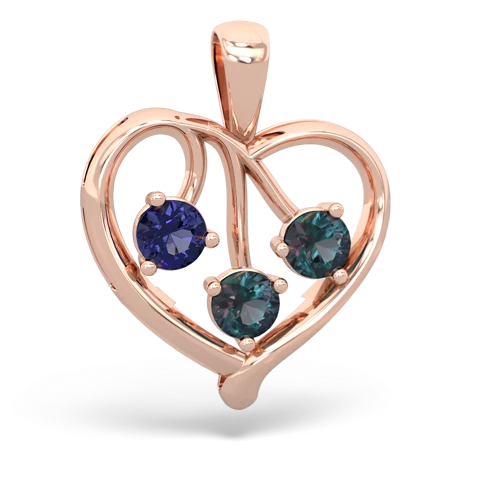 lab sapphire-alexandrite love heart pendant