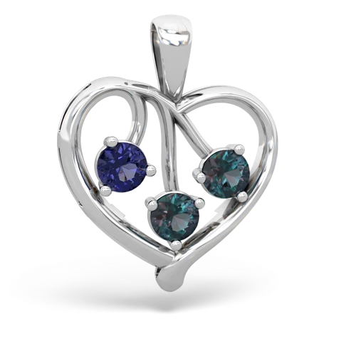 lab sapphire-alexandrite love heart pendant