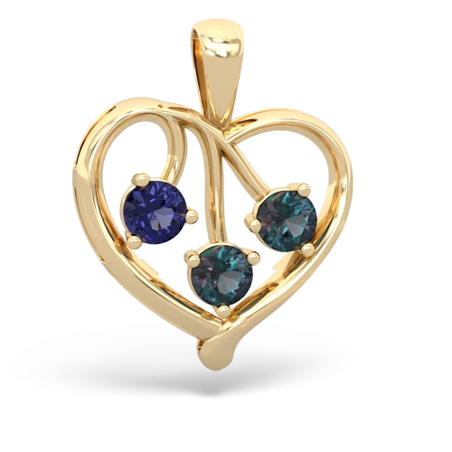 lab sapphire-alexandrite love heart pendant