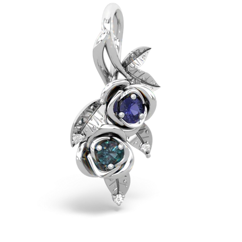 lab sapphire-alexandrite rose vine pendant