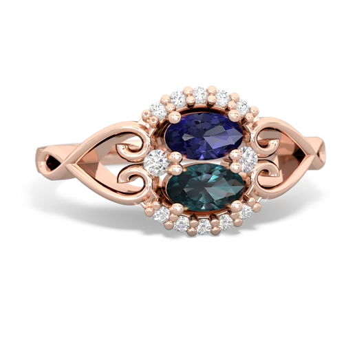 lab sapphire-alexandrite antique keepsake ring