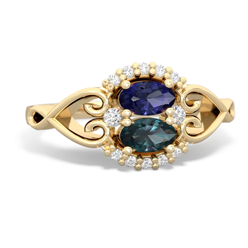 lab sapphire-alexandrite antique keepsake ring