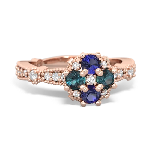 lab sapphire-alexandrite art deco engagement ring