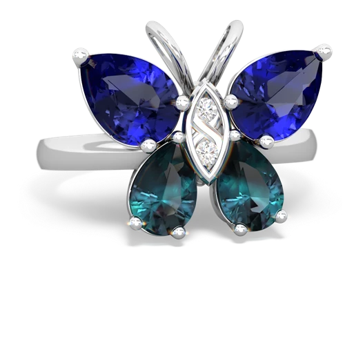 lab sapphire-alexandrite butterfly ring