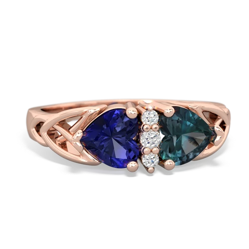 lab sapphire-alexandrite celtic ring