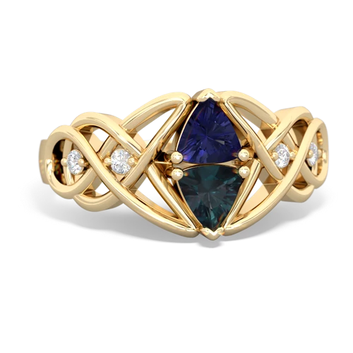 lab sapphire-alexandrite celtic knot ring
