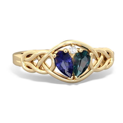 lab sapphire-alexandrite celtic knot ring