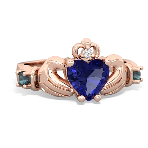 lab sapphire-alexandrite claddagh ring