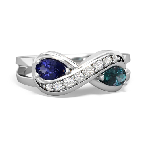 lab sapphire-alexandrite diamond infinity ring