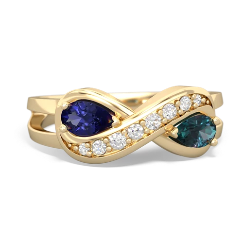 lab sapphire-alexandrite diamond infinity ring