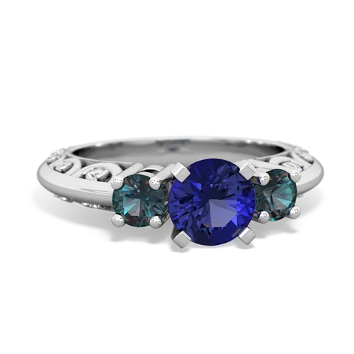 lab sapphire-alexandrite engagement ring