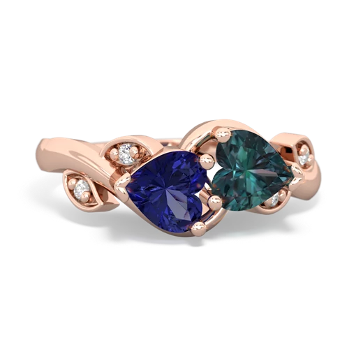 lab sapphire-alexandrite floral keepsake ring