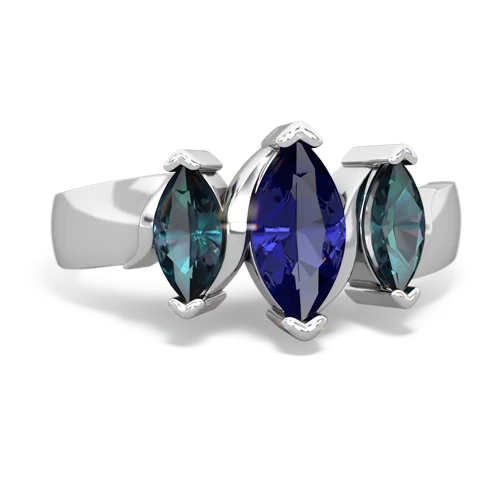 Lab Sapphire Lab Created Sapphire with Lab Created Alexandrite and Genuine Amethyst Three Peeks ring Ring