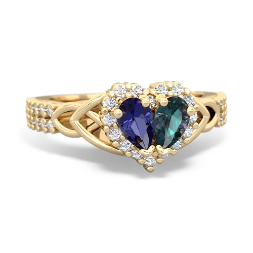 lab sapphire-alexandrite keepsake engagement ring