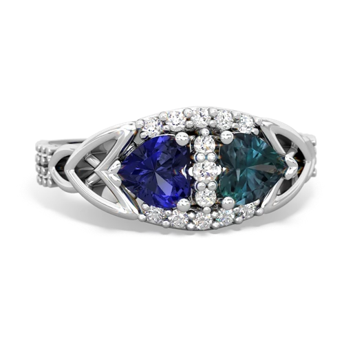 lab sapphire-alexandrite keepsake engagement ring