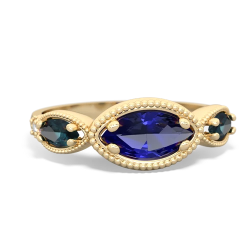 Lab Sapphire Lab Created Sapphire with Lab Created Alexandrite and Genuine Amethyst Antique Style Keepsake ring Ring