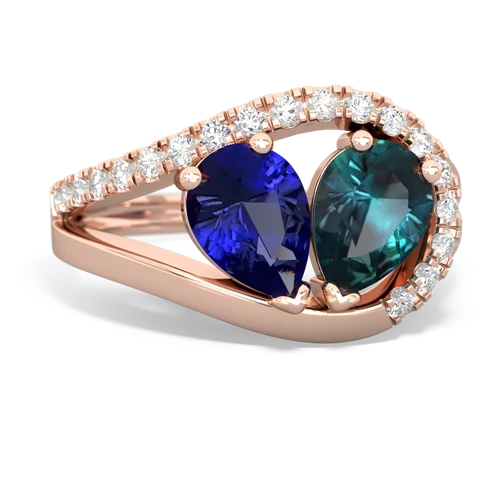 lab sapphire-alexandrite pave heart ring