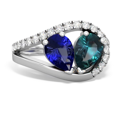 lab sapphire-alexandrite pave heart ring