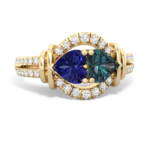 lab sapphire-alexandrite pave keepsake ring