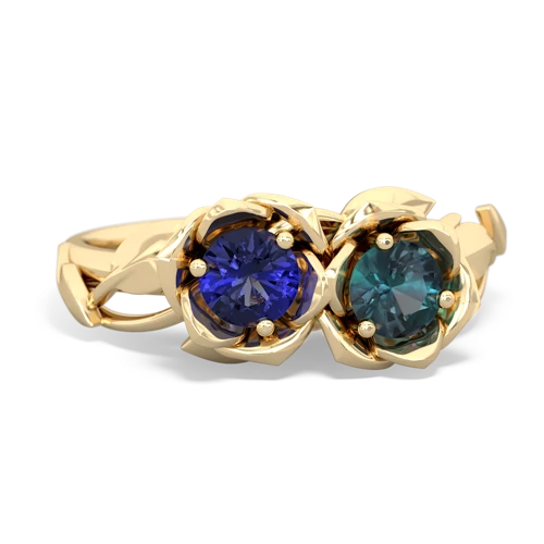 lab sapphire-alexandrite roses ring