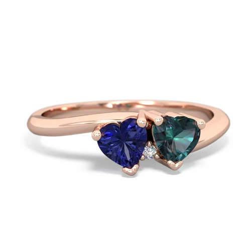 lab sapphire-alexandrite sweethearts promise ring