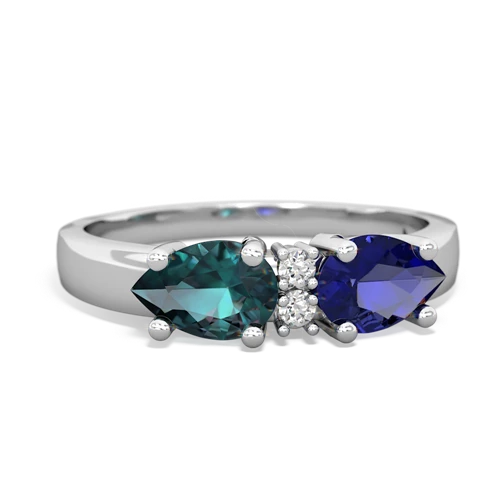 lab sapphire-alexandrite timeless ring