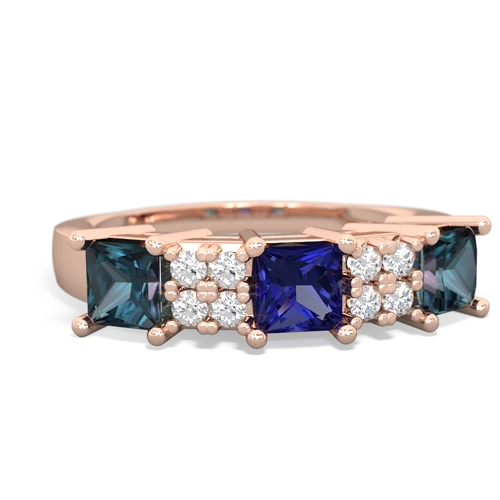 Lab Sapphire Lab Created Sapphire with Lab Created Alexandrite and Genuine Amethyst Three Stone ring Ring