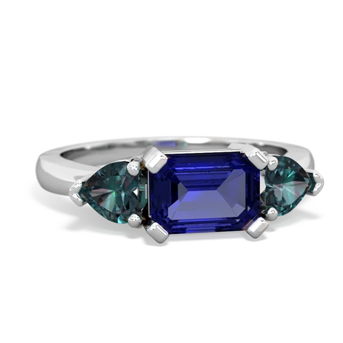 Lab Sapphire Lab Created Sapphire with Lab Created Alexandrite and Lab Created Alexandrite Three Stone ring Ring