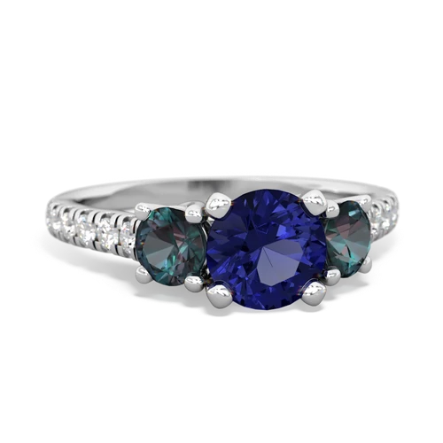 Lab Sapphire Lab Created Sapphire with Lab Created Alexandrite and Genuine Amethyst Pave Trellis ring Ring