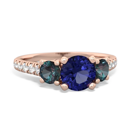 lab sapphire-alexandrite trellis pave ring