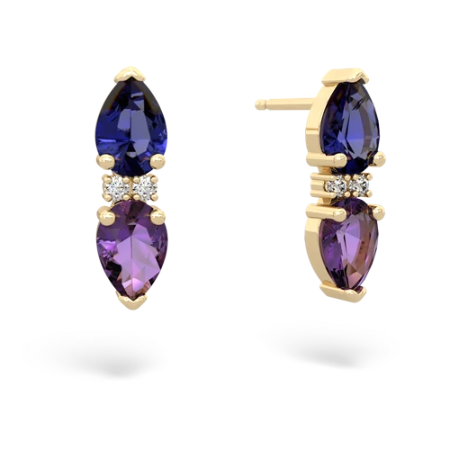 lab sapphire-amethyst bowtie earrings