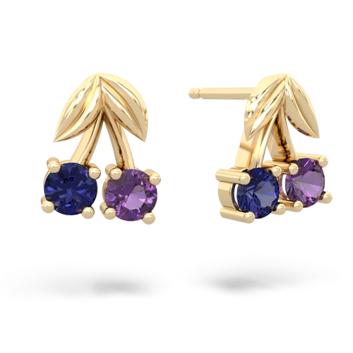 lab sapphire-amethyst cherries earrings