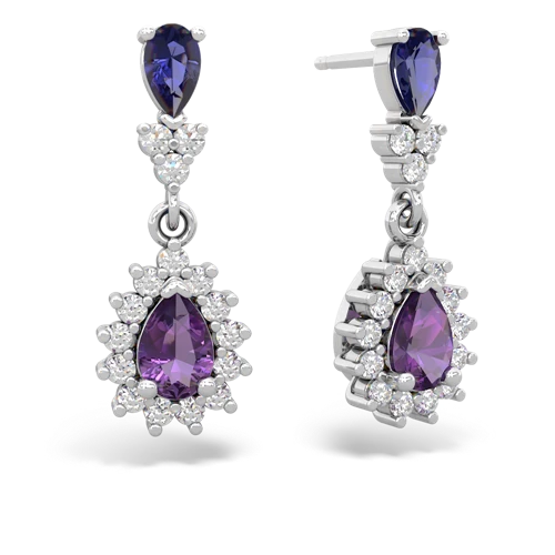 lab sapphire-amethyst dangle earrings