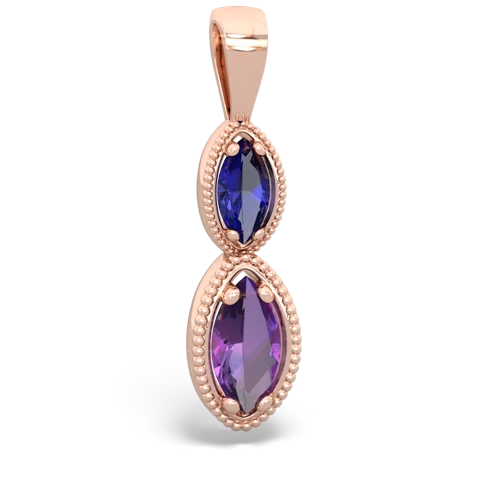 Lab Sapphire Lab Created Sapphire with Genuine Amethyst Antique-style Halo pendant Pendant