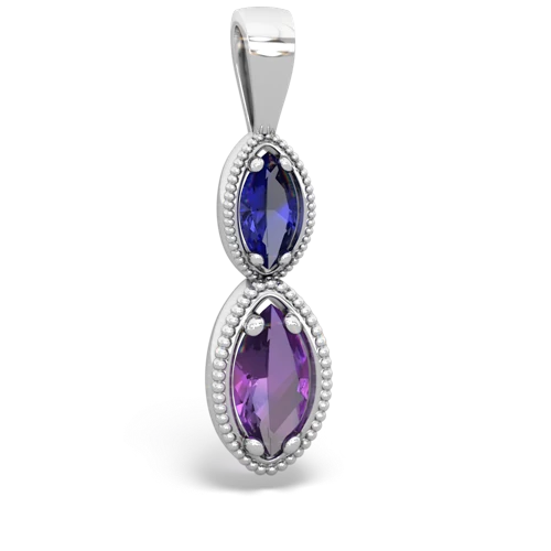 lab sapphire-amethyst antique milgrain pendant