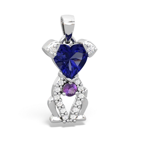 lab sapphire-amethyst birthstone puppy pendant