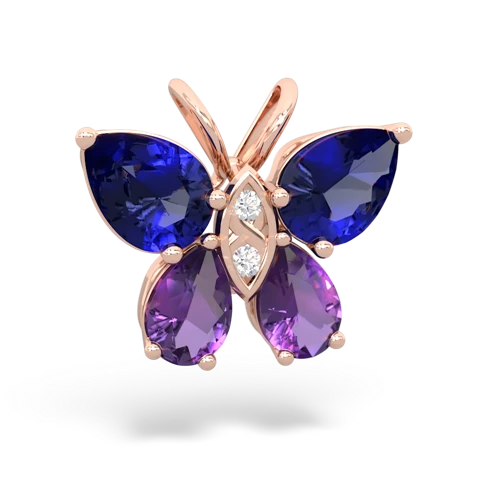 lab sapphire-amethyst butterfly pendant