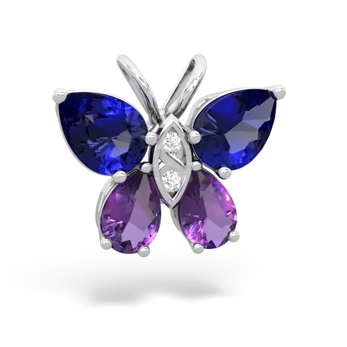 lab sapphire-amethyst butterfly pendant