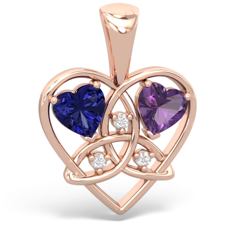 lab sapphire-amethyst celtic heart pendant