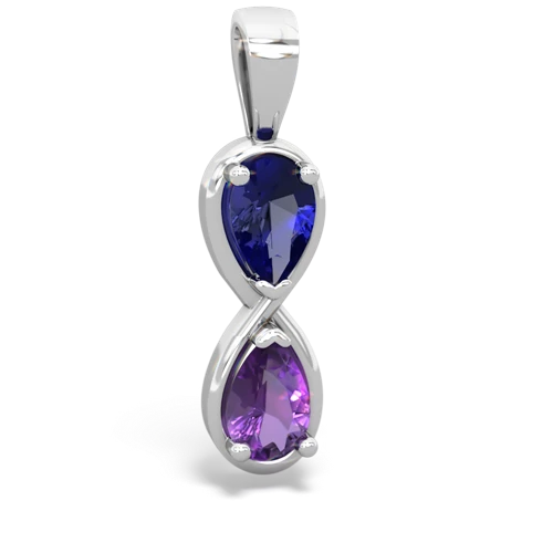 lab sapphire-amethyst infinity pendant